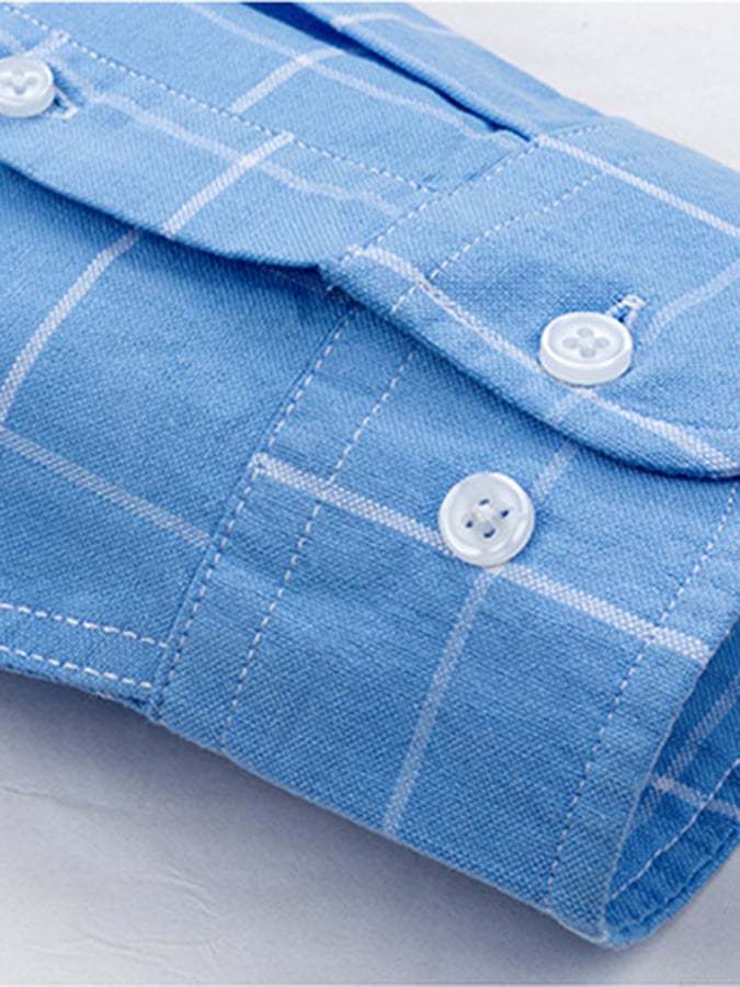 Men's Business Cotton Check Shirt