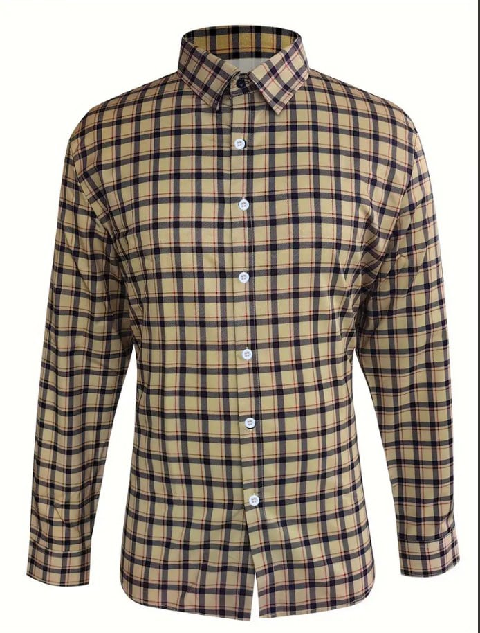 Men's Business Checkered Print Shirt