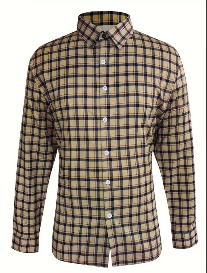 Men's Business Checkered Print Shirt
