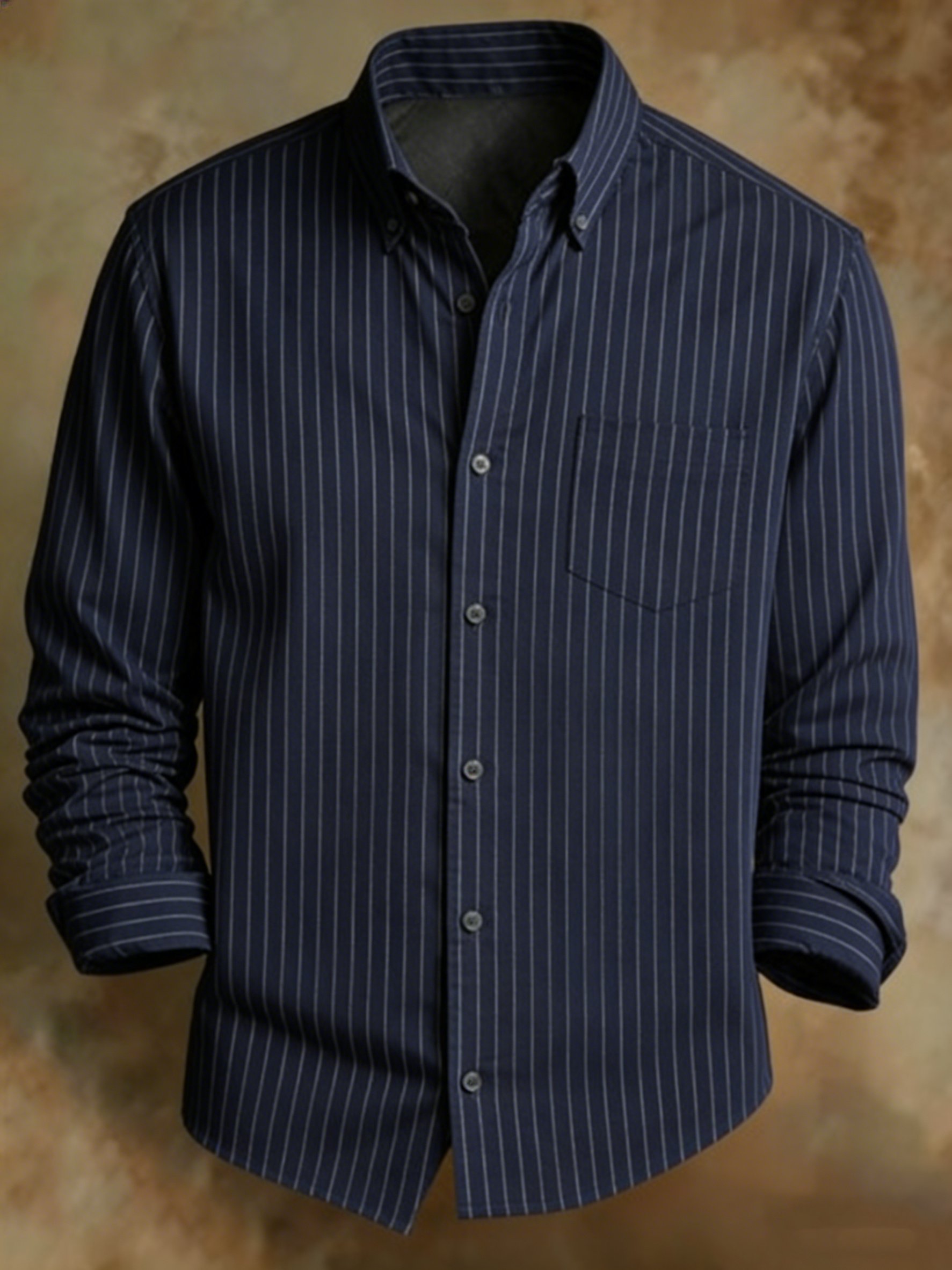 Men's Retro Abstract Art Print Striped Pattern Business Style Shirt