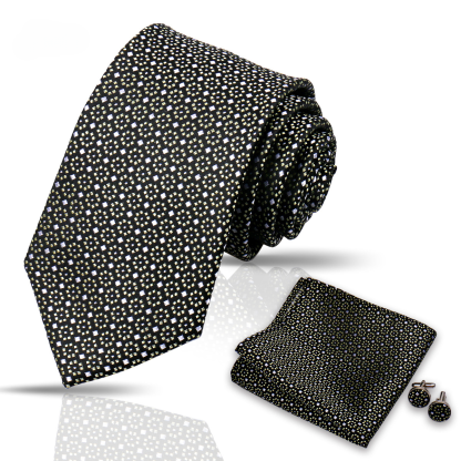 Men's Tie and Pocket Square and Clip Cufflinks Set