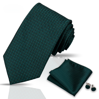 Men's Tie and Pocket Square and Clip Cufflinks Set