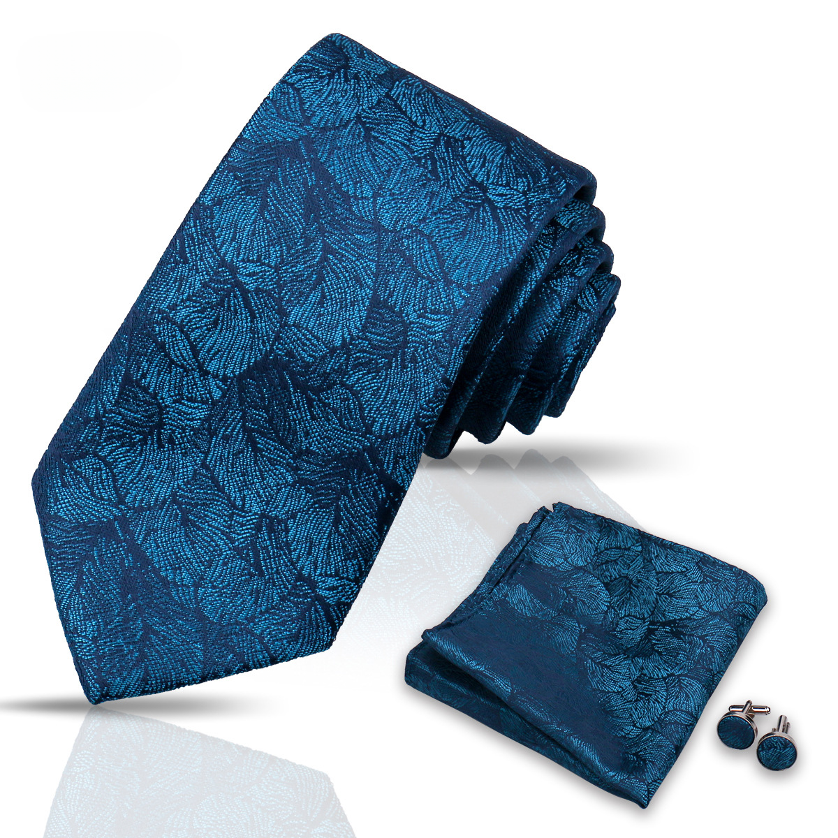 Men's Tie and Pocket Square and Clip Cufflinks Set