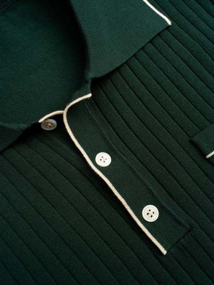 GentleKnit Contrast Color Short Sleeve Knitted Polo