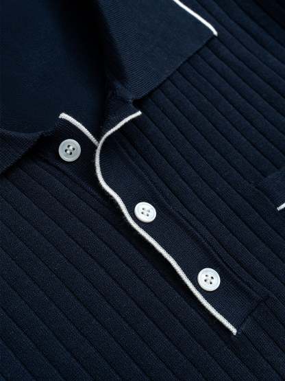 GentleKnit Contrast Color Short Sleeve Knitted Polo