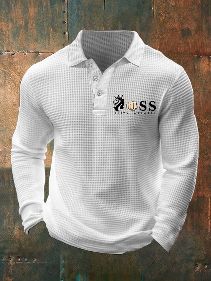 Fashionable Casual Men's Business Style Waffle Polo