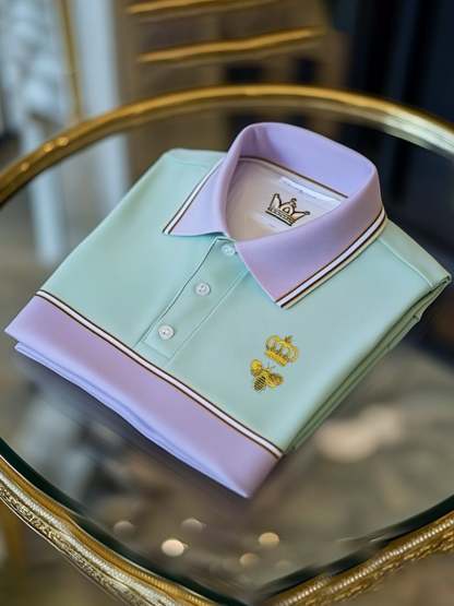 Men's Classic Business Check Button Short Sleeve Polo Shirt