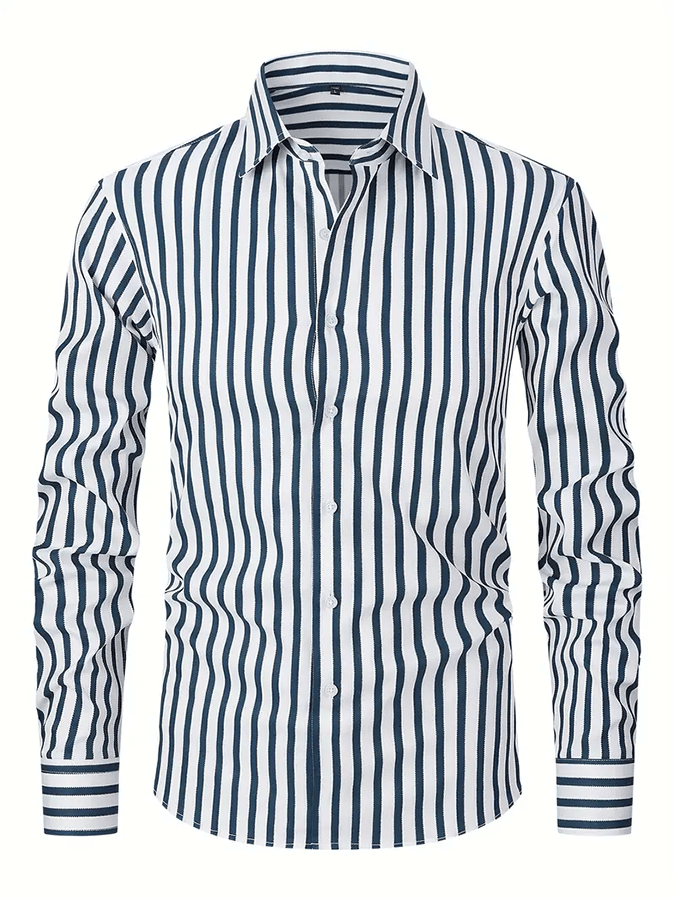 Men's Striped Business Casual Shirt