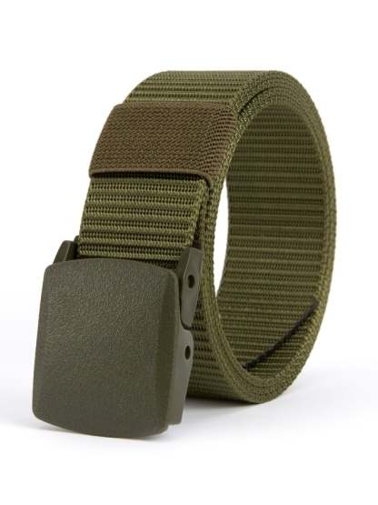 Men's outdoor training automatic buckle nylon canvas braided belt