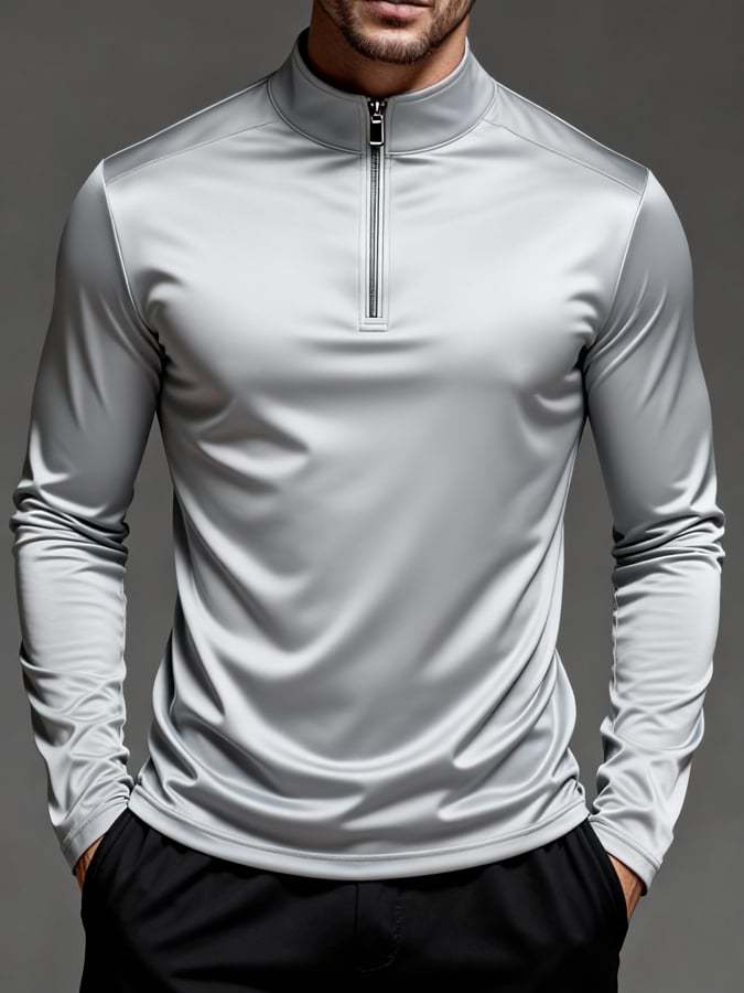 Men'S Sun Protection And Uv-Resistant Long-Sleeved Half-Zip T-Shirt
