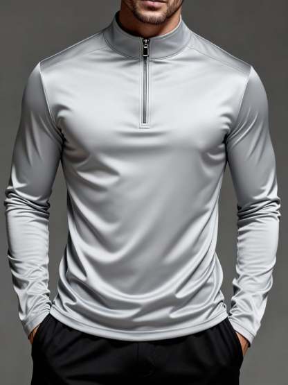 Men'S Sun Protection And Uv-Resistant Long-Sleeved Half-Zip T-Shirt