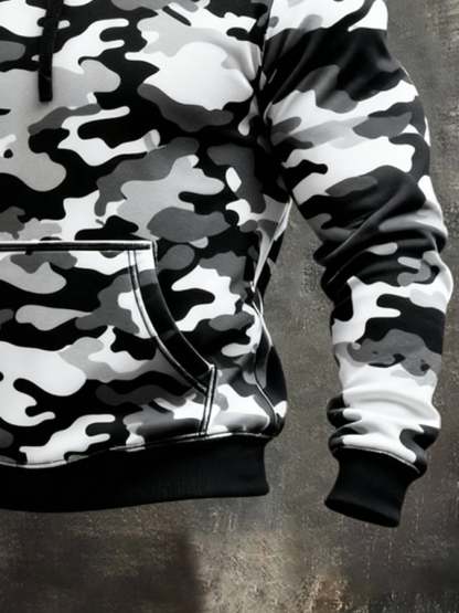 Men's Retro Distressed Color Block Print Casual Long Sleeve Sweatshirt