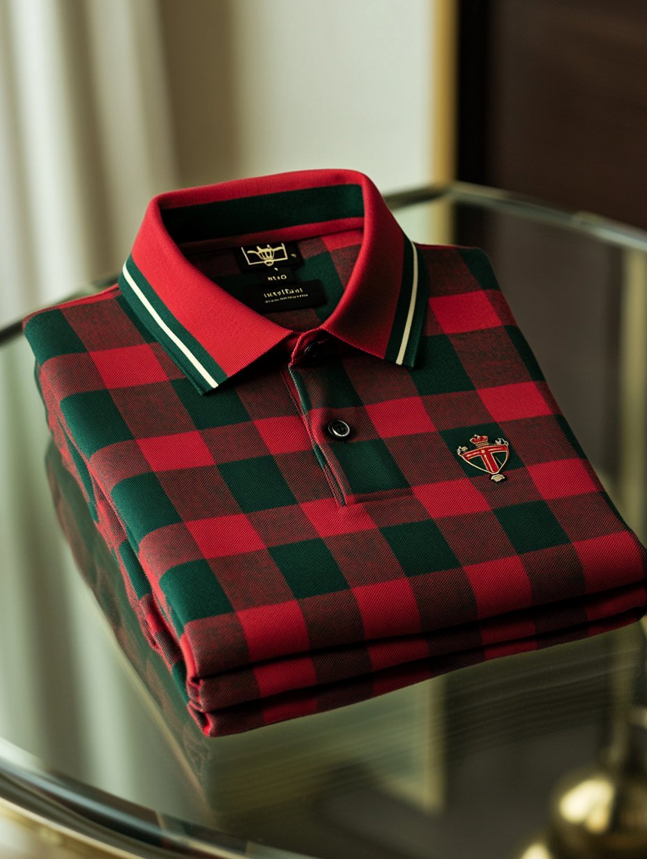 Men's Retro Business Logo Print Long Sleeve Polo Shirt