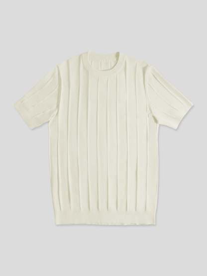 GentleKnit Breathable Striped Short Sleeve Knitted T-Shirt