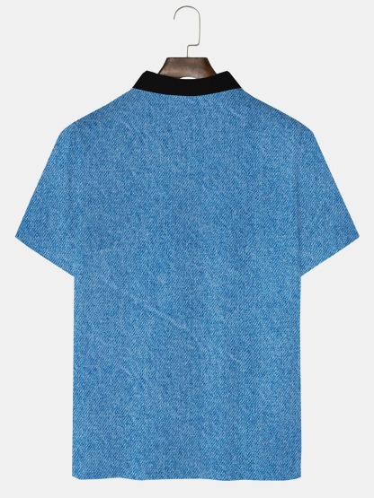 Coconut Tree Contrast Men's Golf Polo Shirt