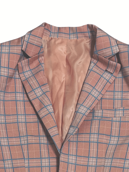 Men's Fashionable Plaid Design Single-Breasted Pocket Design Casual Suit