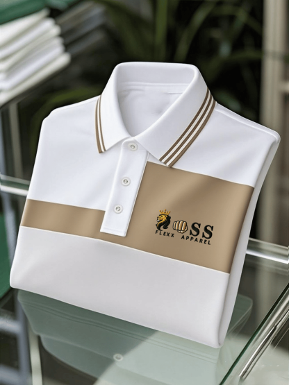 Men's Business Casual Printed Short Sleeve Polo Shirt