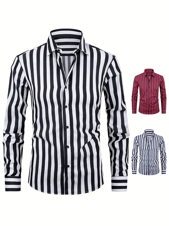 Men's Striped Business Casual Shirt