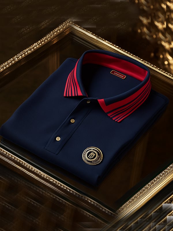 Men's Retro Business Stripe Print Long Sleeve Polo Shirt