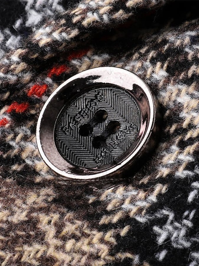 Men's Work Office Notched Collar Plaid Regular Fit Blazer