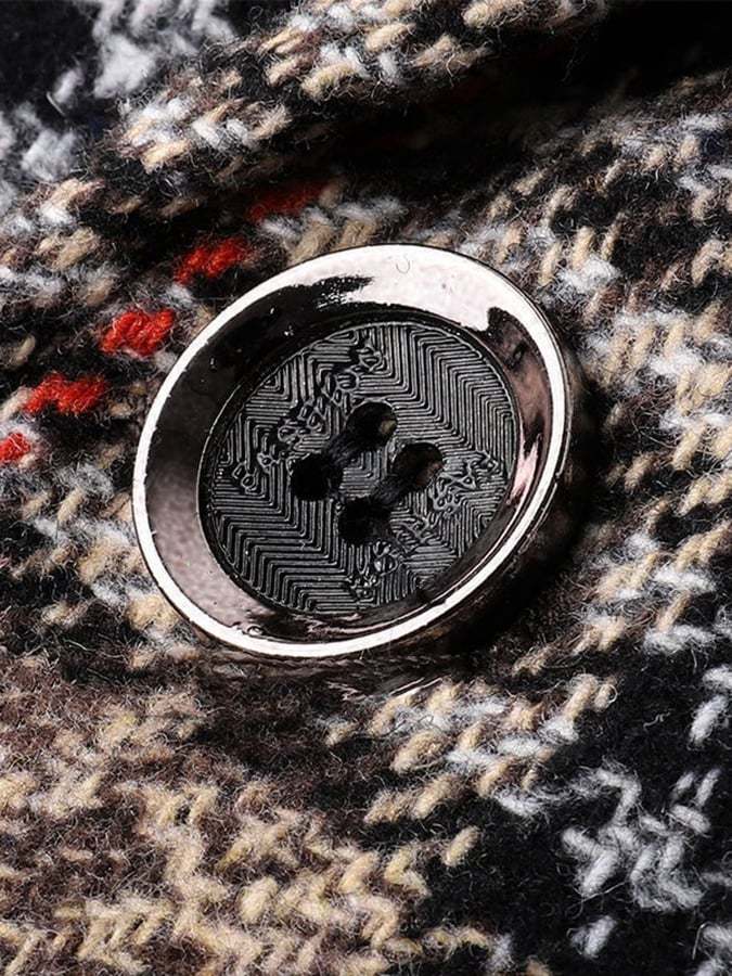 Men's Work Office Notched Collar Plaid Regular Fit Blazer