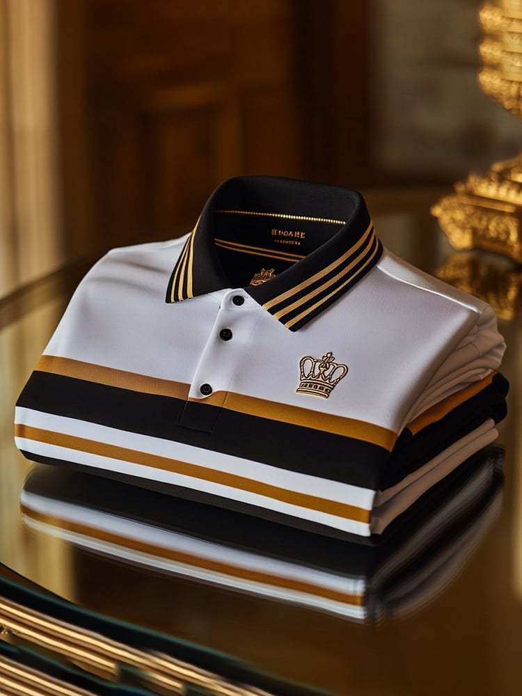 Men's Business Casual Logo Button Short Sleeve Polo Shirt