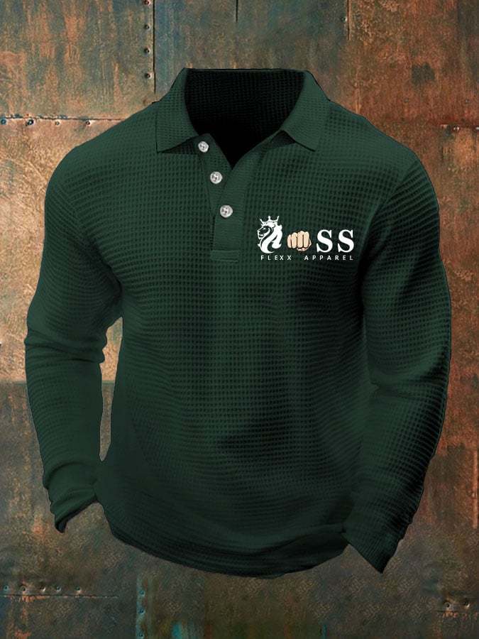 Fashionable Casual Men's Business Style Waffle Polo