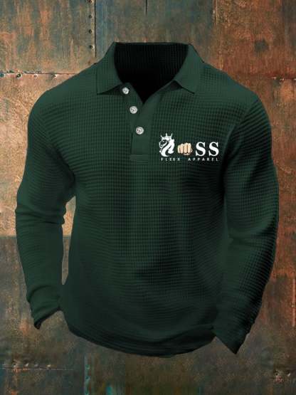 Fashionable Casual Men's Business Style Waffle Polo
