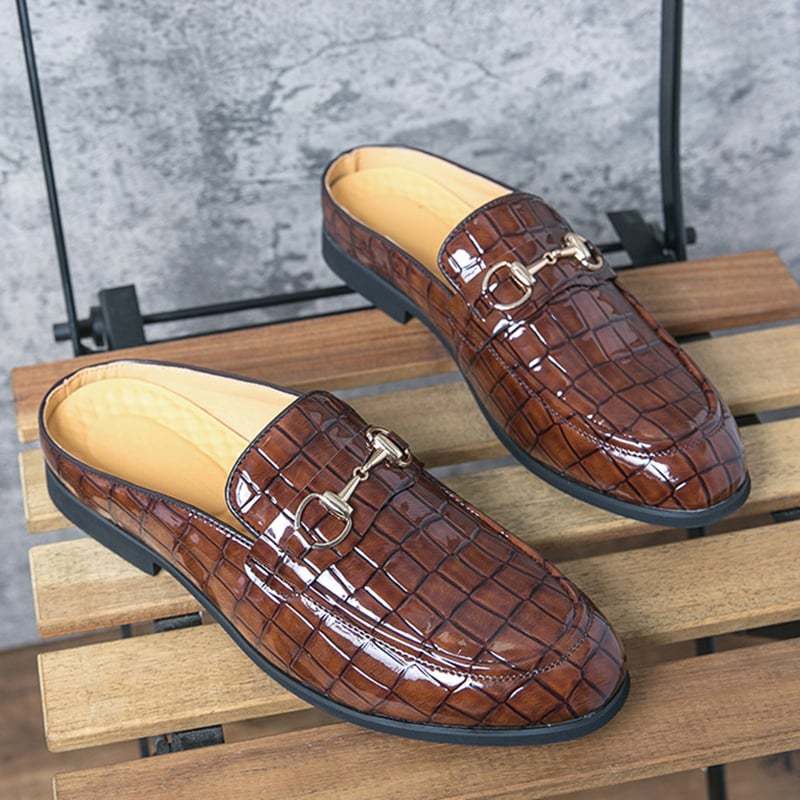 British Fashion Horsebit Heelless Breathable Faux Leather Shoes