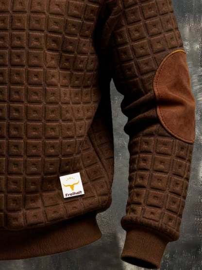 Men's Retro Jacquard Textured Patchwork Comfortable Color-Blocked Zip-Up Sweatshirt