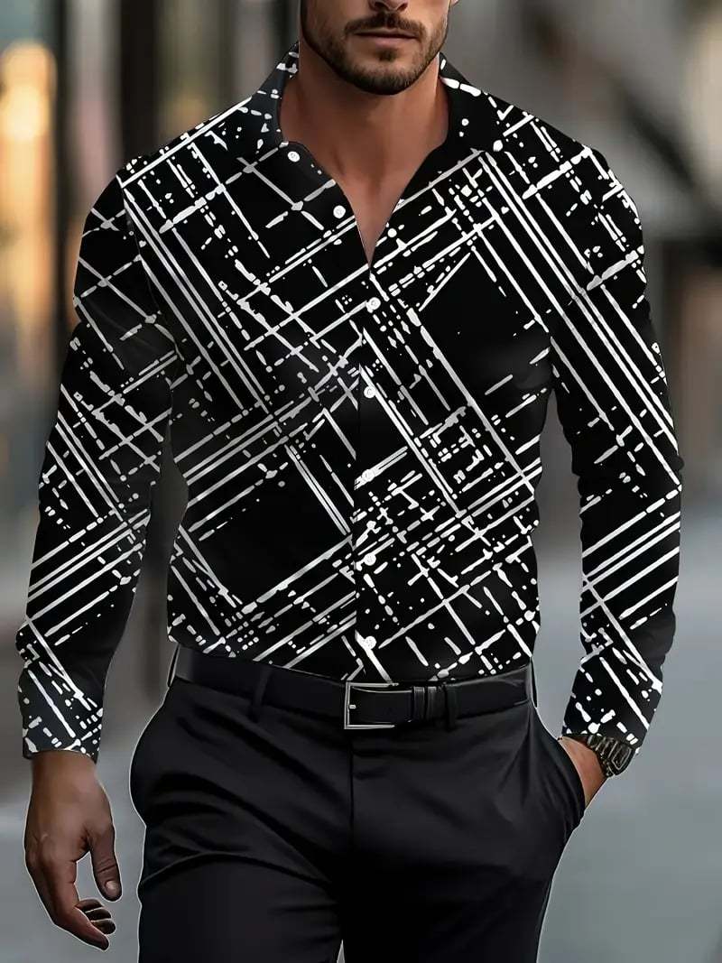 Men's Street Style Business Casual Printed Long Sleeve Shirt