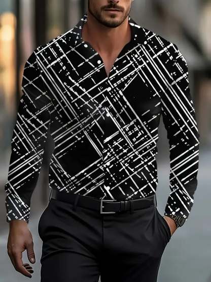 Men's Street Style Business Casual Printed Long Sleeve Shirt