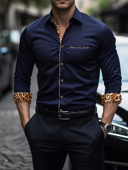 Men's Street Style Business Casual Printed Long Sleeve Shirt