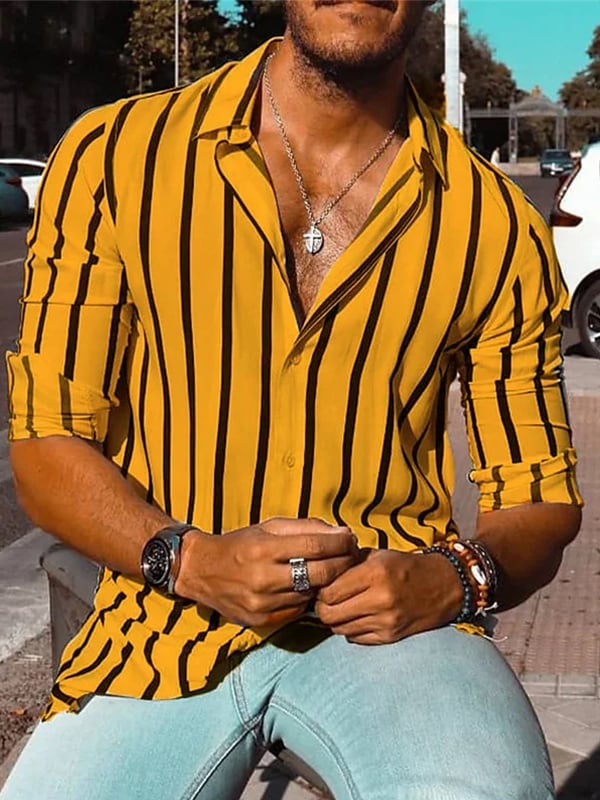 Men's Light Luxury Business Striped Print Shirt