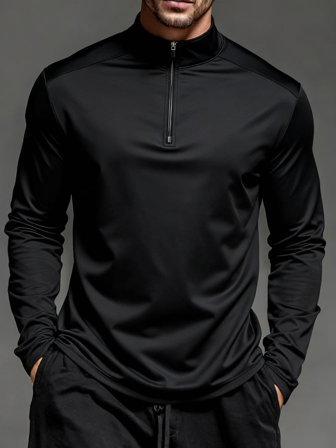 Men'S Sun Protection And Uv-Resistant Long-Sleeved Half-Zip T-Shirt
