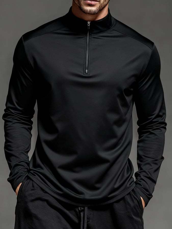 Men'S Sun Protection And Uv-Resistant Long-Sleeved Half-Zip T-Shirt