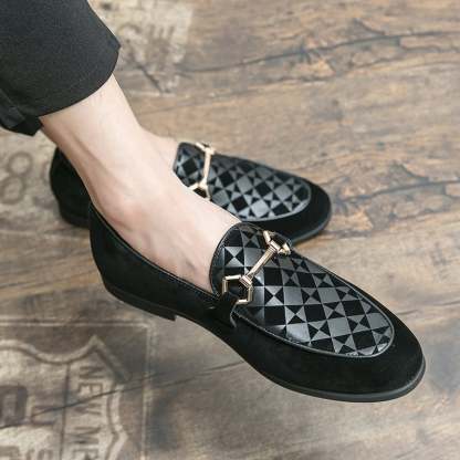 Fashion Casual Geometric Frosted Mens Loafer Shoes