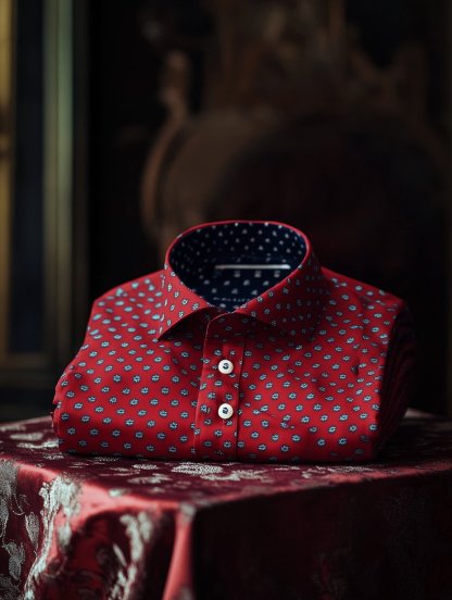 Men's business casual small floral lapel short-sleeved shirt