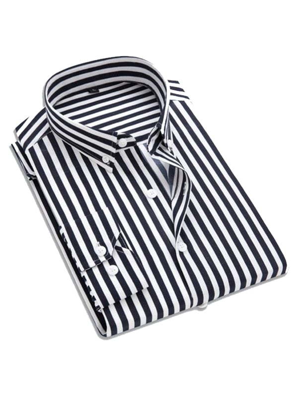 Men's Stripe Print Business Long Sleeve Shirt