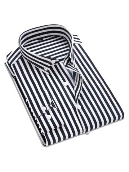 Men's Stripe Print Business Long Sleeve Shirt