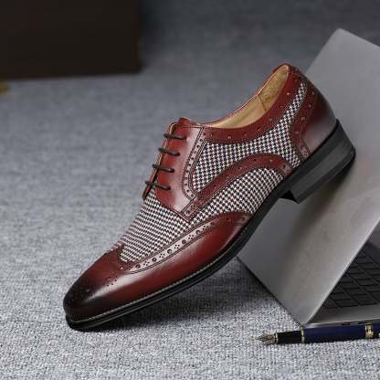 Brogue Fashion Denim Stitching British Style Leather Shoes