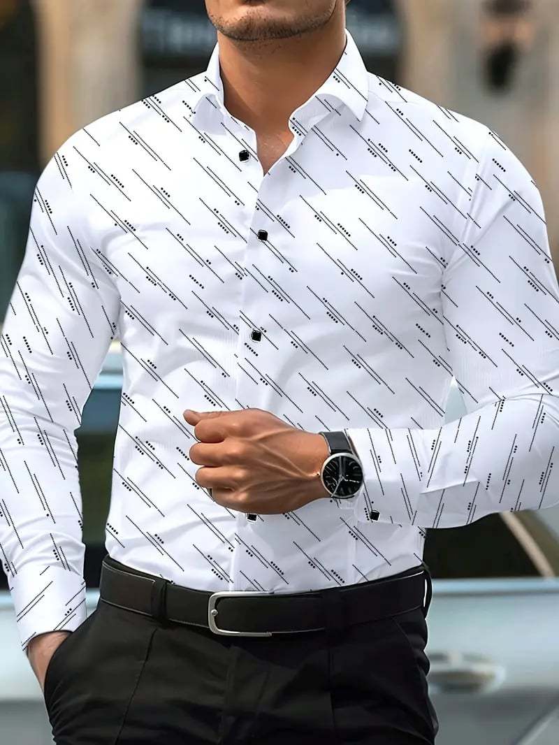 Men's Street Style Business Casual Printed Long Sleeve Shirt