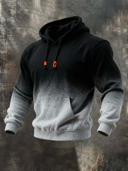 Men'S Stylish Gradient Contrast Color Hooded Sweatshirt