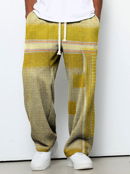 Men's Geometry Color Gradient Art Print Casual Suit Pants