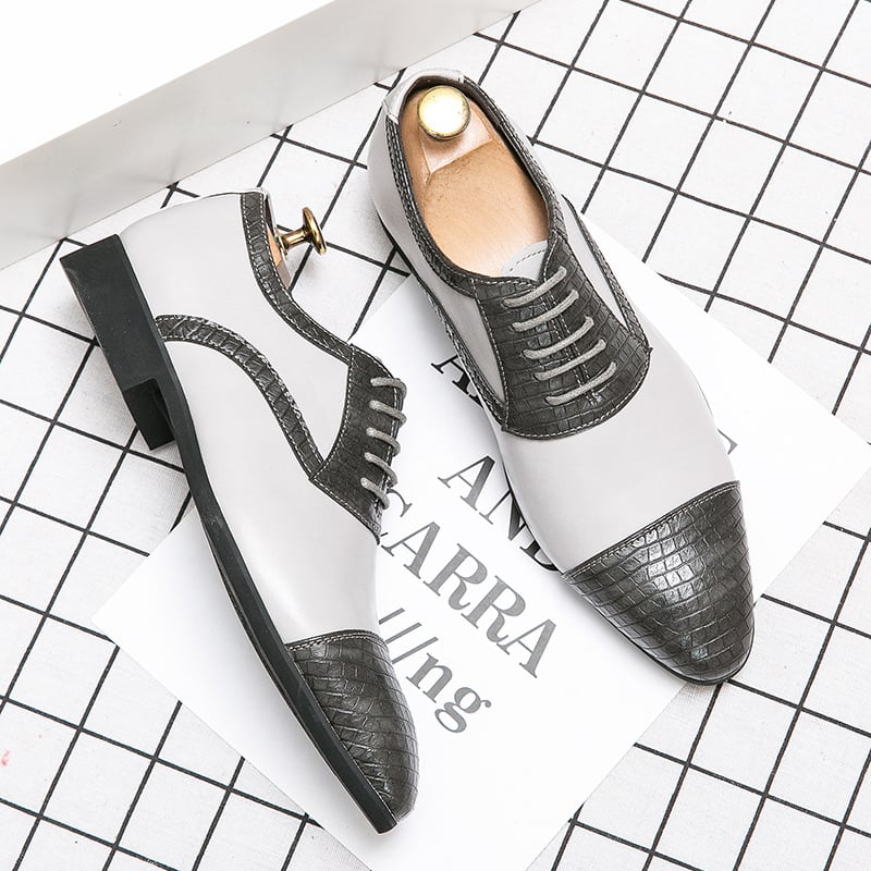 Business Casual Fashion Color Contrast Men'S Leather Shoes