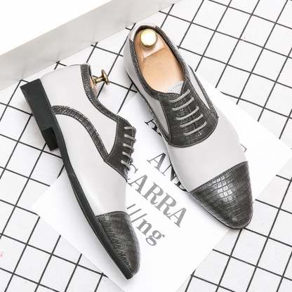 Business Casual Fashion Color Contrast Men'S Leather Shoes