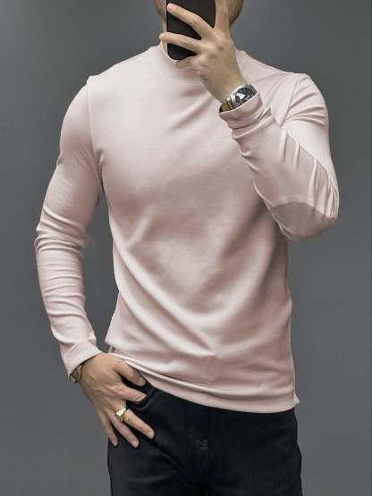 Modal Blend Elbow Patch Long Sleeve Tee:Slim Fit