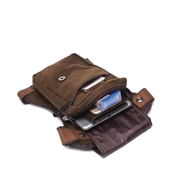 Men's retro canvas portable Waist and Leg-bag