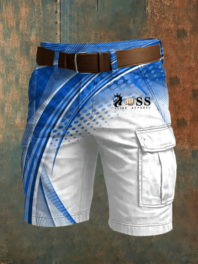 Men's Retro Letter Print Multi-Pocket Design Cargo Shorts