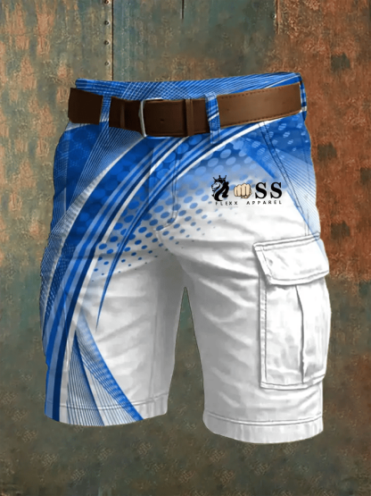 Men's Retro Letter Print Multi-Pocket Design Cargo Shorts